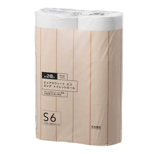 398円／カインズ ピュアスウィートエコ ロングトイレットロール 長さ2倍巻き 6ロール シングル
