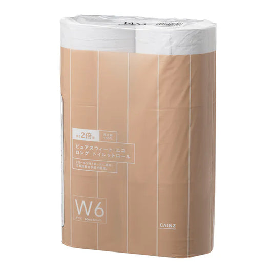 398円／カインズ ピュアスウィートエコ ロングトイレットロール 長さ2倍巻き 6ロール ダブル