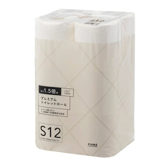 648円/カインズ パルプ100% プレミアム 1.5倍巻きトイレットロール 12ロール シングル