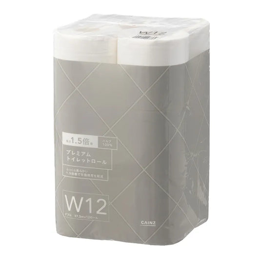 648円/カインズ パルプ100% プレミアム 1.5倍巻きトイレットロール 12ロール ダブル