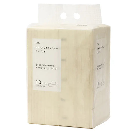 598円／カインズ ソフトパックティシュー コンパクト 200組×10個パック