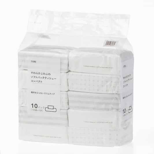 398円/カインズ やわらかふわふわソフトパックティシュー コンパクト 130組×10個パック