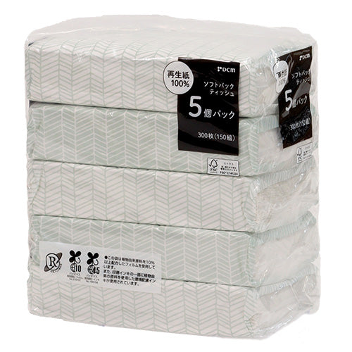 217円／再生紙ティッシュ  150W×5個組