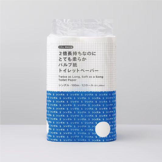 723円／くらしWelcia　2倍長持ちなのにとても柔らかパルプ紙トイレットペーパーシングル　100M　12ロール