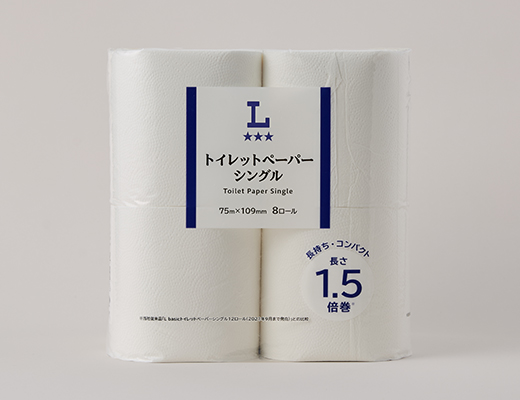 471円／トイレットペーパー　シングル　長さ1.5倍巻